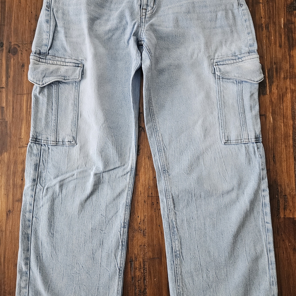 Edge Men's Relaxed Fit Cargo Jeans - Light Blue